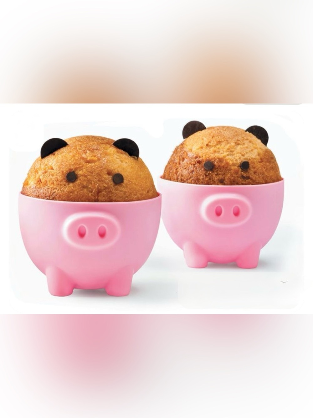 Set/2 piggy silicone cups. So useful! Oven & microwave & freezer safe. Nonstick.